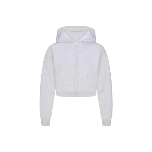SKIMS SS25 Cotton Fleece SHRUNKEN ZIP UP Hoodie Sweatshirt Women's Light Melange Gray Light Photinia Gray SKIMS SS25 Хлопок Флис SHRUNKEN ZIP UP Толстовка Свитшот Женские Светлый Меланж Серый Светлый Фотиния Серый