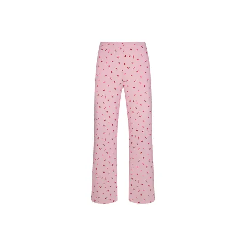 SKIMS День святого Валентина Мягкий Lounge Loose Брюки Повседневные брюки Женские Вишневый цветок Принт Вишневый цветок