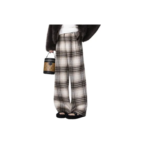 PUNCHUN Studio Повседневные брюки Женские Бежевый Коричневый