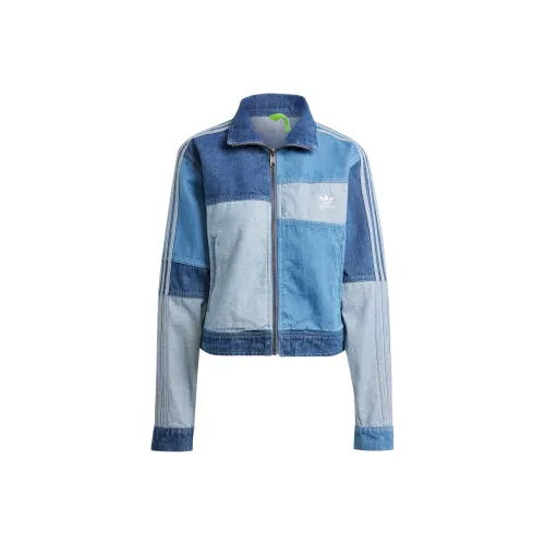 Adidas Originals KSENIASCHNAIDER Denim Patchwork TRACK TOP Denim Jacket Women's Light Blue Adidas Originals KSENIASCHNAIDER Деним Пэчворк TRACK TOP Деним Куртка Женская Светло-Синий