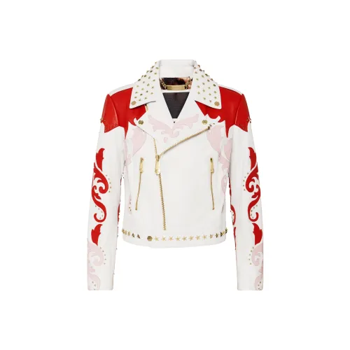 PHILIPP PLEIN Кожа Куртка Женская Белая