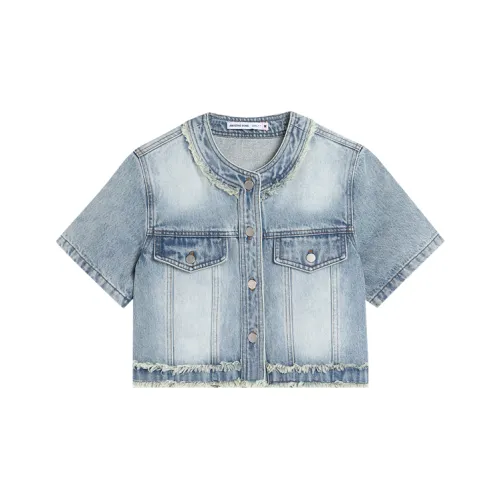 AMAZING SONG Denim Jacket Women's Washed Blue