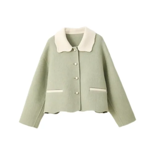 VIMLY Cropped Coat Women's Pea Green