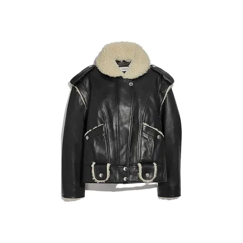 COACH Кожа Куртка Женская Черная