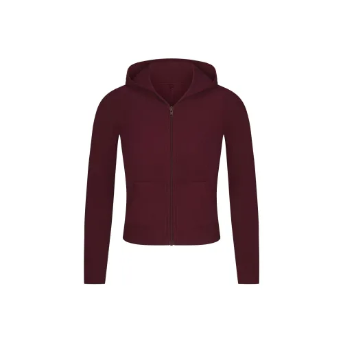 SKIMS Valentine's Day Collection SS25 Мягкий Lounge ZIP UP Толстовка Свитшот Женские Бордо Бургундский