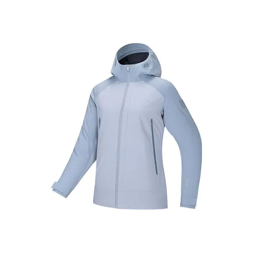 Anta Variety Тренировки Коллекция Поход Водонепроницаемая Ветровка Женские Молоко Серо-голубой Soaring Синий