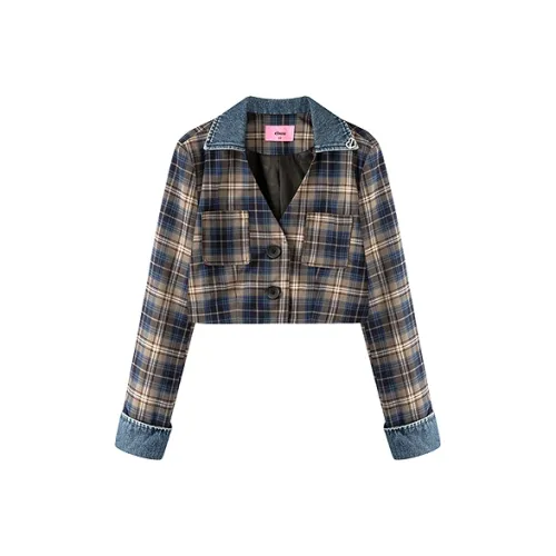 CHUU Синяя клетка Женские офисные костюмы