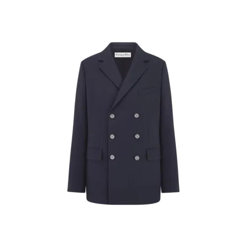 DIOR SS25 Бизнес-костюм Пальто Женское Морской синий