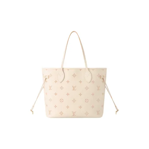 LOUIS VUITTON NEVERFULL Коровья кожа Тоут Сумка Сумка для покупок Сумка на плечо Женская Бежевая Розовая