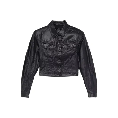 Mugler кожаная куртка женская черного цвета