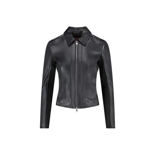 DIESEL Кожа Куртка Женская Черная
