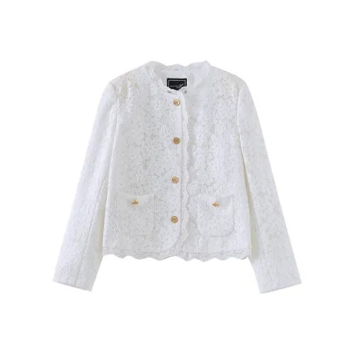 OUNIXUE Cropped Coat Women's White