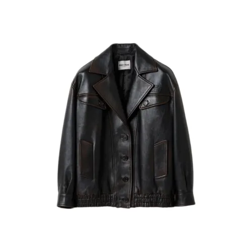 MIU MIU Кожа Куртка Женская Черная