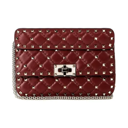 Valentino Lambskin Shoulder Bag Small Women's Burgundy Валентино Lambskin Сумка через плечо Маленькая Женская Бордовый