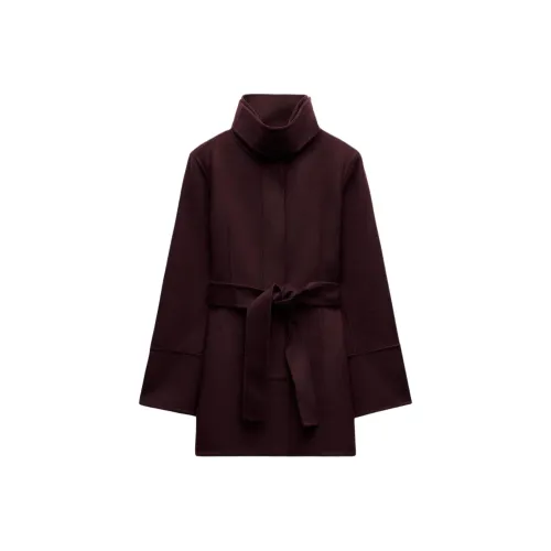 ZARA ZW Series Пальто Женское Бордовое