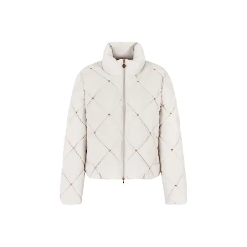EMPORIO ARMANI EA7 FW24 Хлопковый пуховик Женский Миндально-молочный Белый