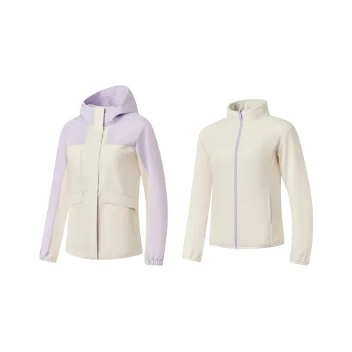 QIAODAN Mountain God Series Кремово-белый/Пюре из таро Фиолетовый Женские Ветровки