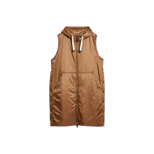 MaxMara Greengil Коллекция Репеллент для воды Холст Midi Жилет Женские Карамель