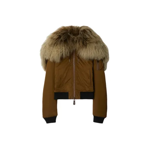 Burberry Хлопковый пуховик женский коричневый