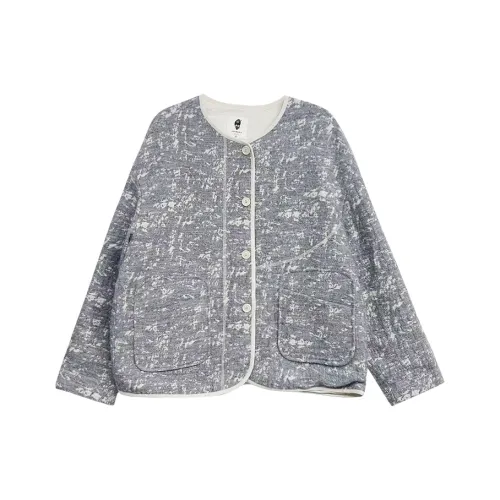 KERANPUJIAN Укороченное пальто женское пыльно-синий серый