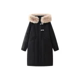 Классический черный, съемный меховой воротник