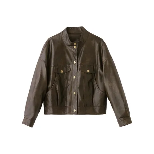 Yi Mengyuan Кожа Куртка Женская