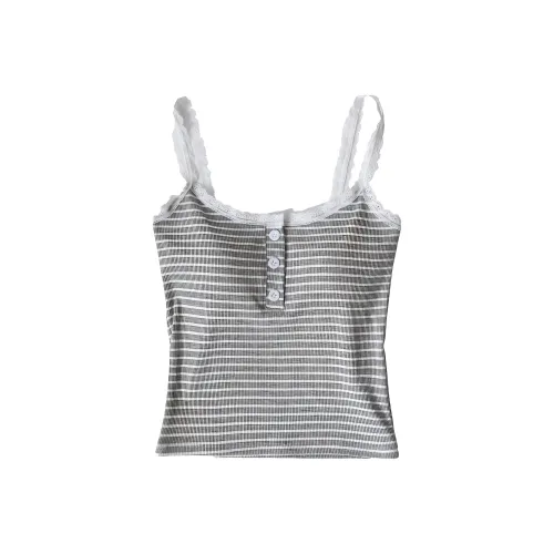 LONGMEI Серо-белые полосы Женские Майки