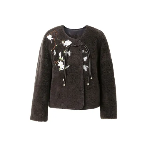 3COLOUR Мех Женский Тауповый Цветочный