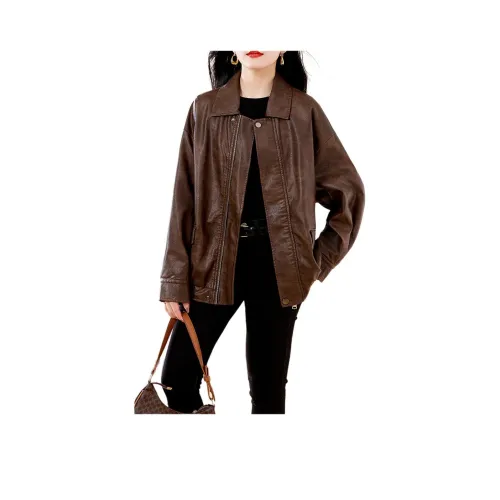 Yi Mengyuan Кожа Куртка Женская