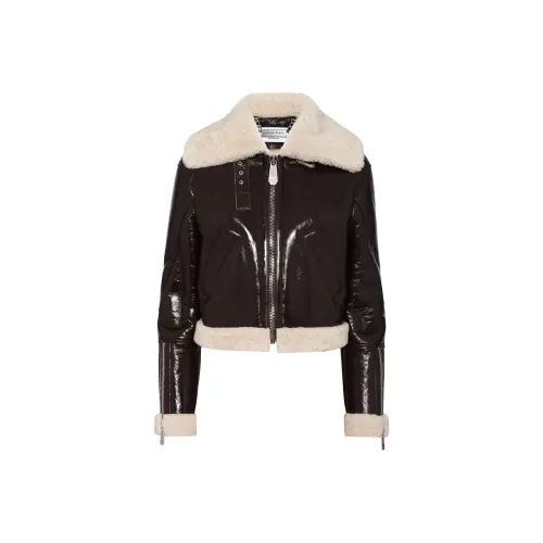 PHILIPP PLEIN FW24 Кожа Куртка Женская Кофейного Цвета