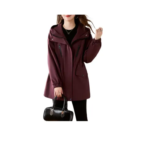 Aoaifu Тренчкот Женский Анкора Красный