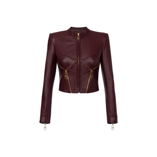 Elisabetta Franchi SS25 Кожа Куртка Женская Красная