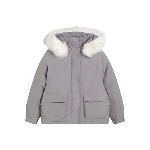 HEFENGJINYU Хлопковый пуховик женский элегантный серый