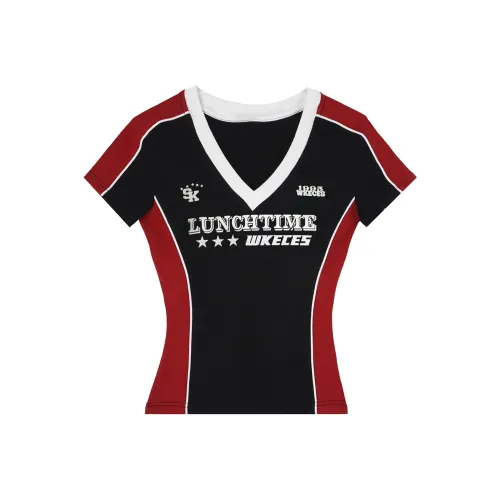 Ning Cai Yuer Комплект с короткими рукавами рубашка женский черный красный