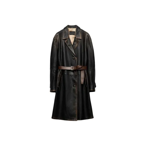 PRADA SS24 Кожа Куртка Женская Черная