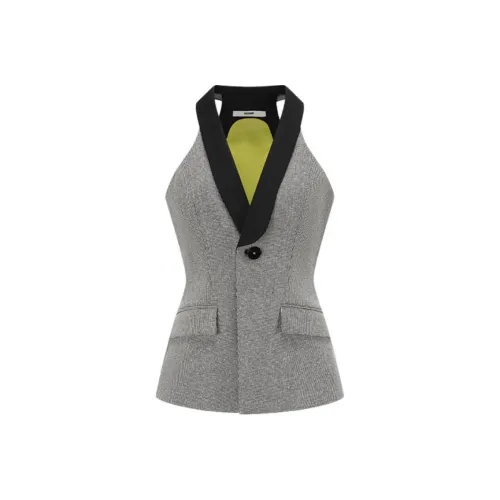 ELVIS.CHEUNG Жилет Женские Черный Белый Маленький плед