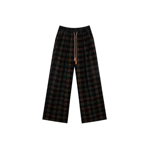 DIALOGUE Повседневные брюки Женские Темно-коричневый Клетка