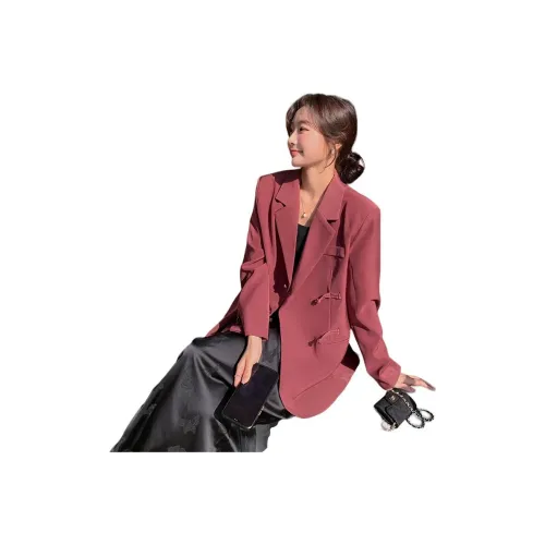 Aoaifu Весенний Осенний Бизнес Костюм Женский Малиновый Красный