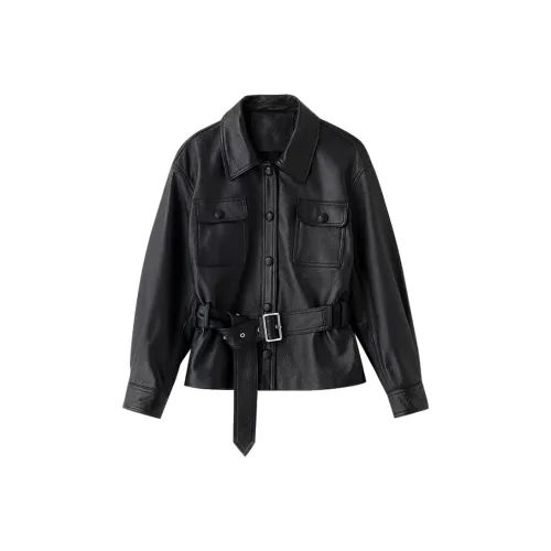 Icicofficial Кожа Куртка Женская Черная