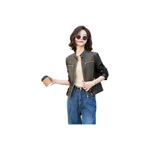 Yi Mengyuan Кожа Куртка Женская