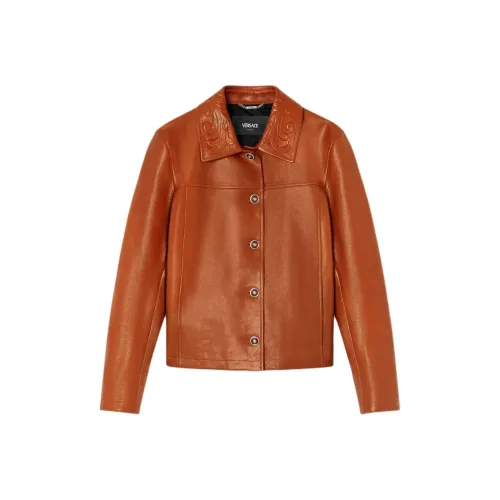 FANSIZHE Barocco Кожа Куртка Женская Коричневая