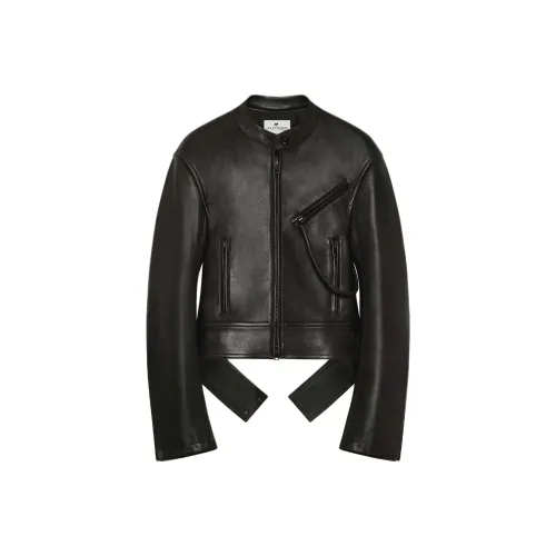 COURREGES SS25 Scuba Кожа Байкерская куртка Кожа Куртка Женские Темно-коричневый Темно-коричневый