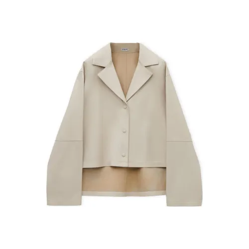 LOEWE FW24 Кожа Куртка Женская Светлый Бежевый