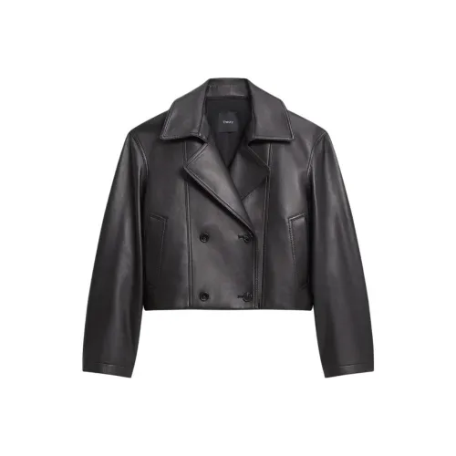 THEORY Кожа Куртка Женская Черная