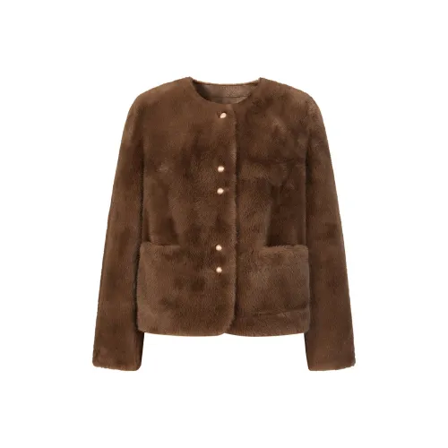 JZ. ANNAKRO Бархат Feel Пальто Женские Кофе