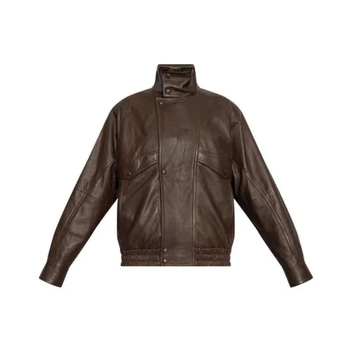 SAINT LAURENT SS24 Кожа Куртка Женские Chocolates Коричневый