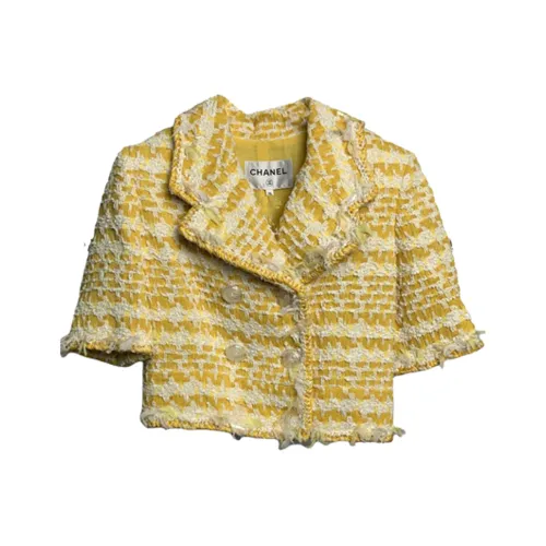 CHANEL 18S Waterfall Коллекция Укороченное Пальто Женское Желтое
