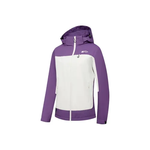 QIAODAN Тренчкот Женский Хризантема Орхидея Фиолетовый Дымчатый Белый