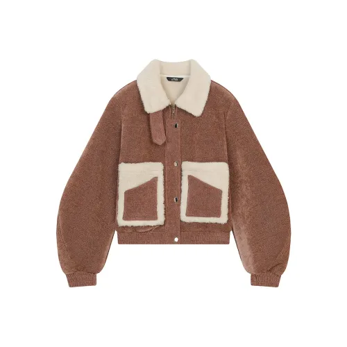 ELF SACK Cropped Coat Women's Vintage Milk Coffee