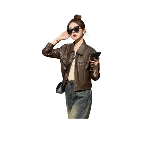 Yi Mengyuan Кожа Куртка Женская